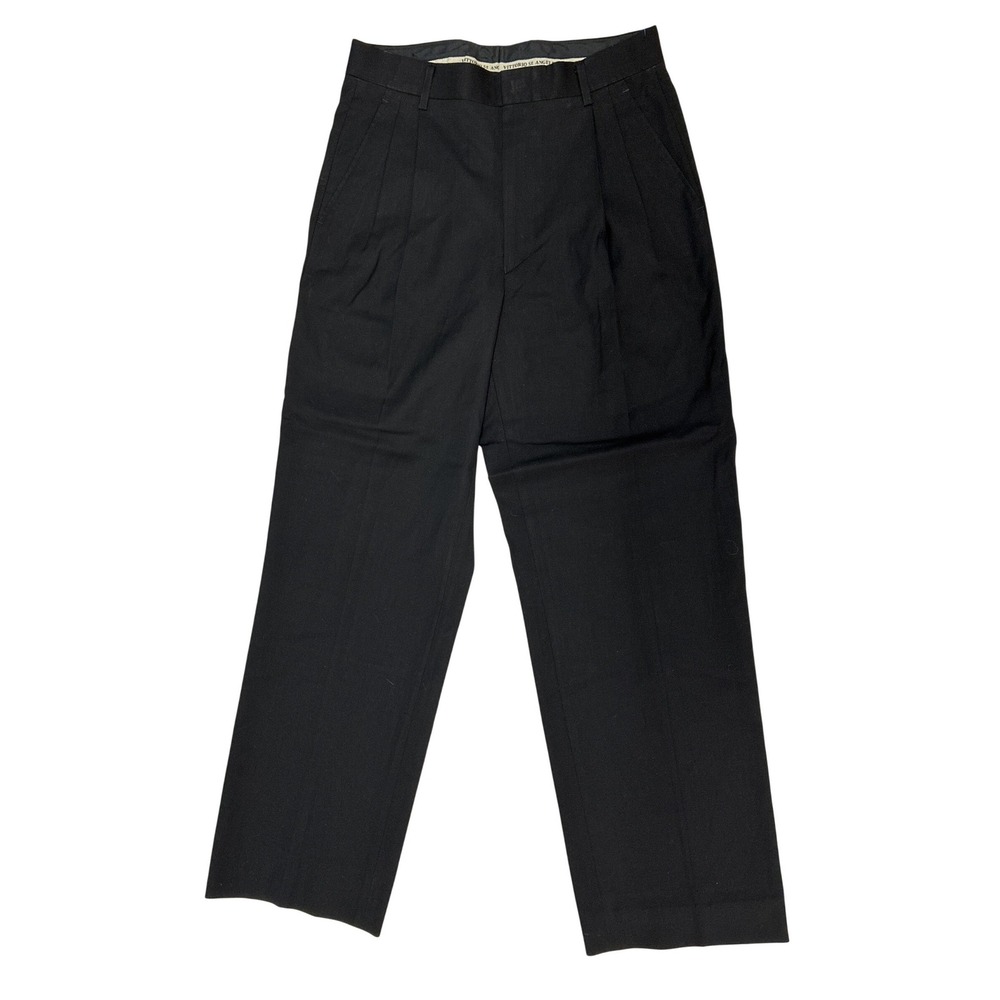 Vittorio St. Angelo Men Black Pleated Dress Pants Size 30R Straight Leg Trousers